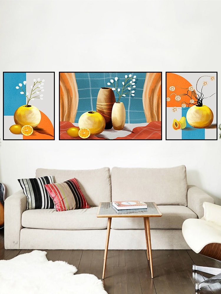 轻奢风晶瓷镶钻客厅沙发背景墙装饰画