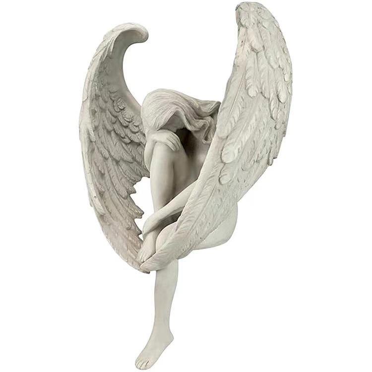 楼梯天使树脂工艺摆件花园雕像抱腿天使家居墙壁装饰天使翅膀