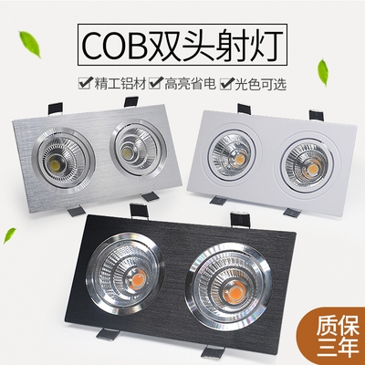 两头cob斗胆灯双头射灯 led嵌入式格栅灯双眼过道 走廊玄关长方形