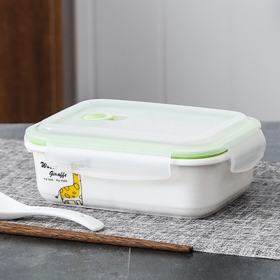 陶瓷微波炉饭盒长方形扣盖图片