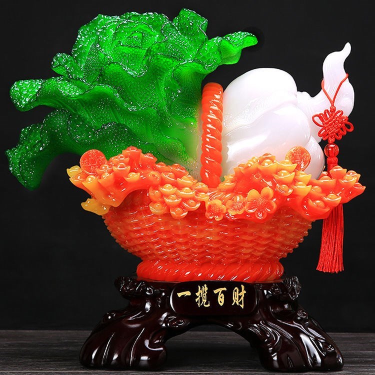 开业礼物招财摆件玉白菜大号图片