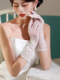 法式复古新娘结婚手套蕾丝缝珠中长款网纱显瘦婚纱礼服旅拍照手套