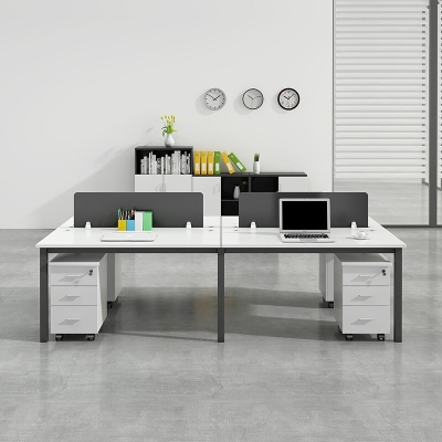 昆明职员屏风办公桌椅组合4四人位l型白色桌子办公室工位隔断卡座