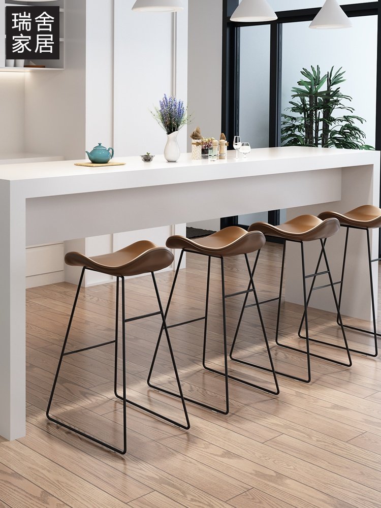 吧台椅现代简约家用轻奢极简高脚凳北欧铁艺创意酒吧椅吧台凳椅子