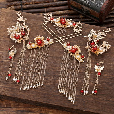 汉服发冠女古风凤冠头饰全套古代古装发饰仙气造型流苏步摇假发.