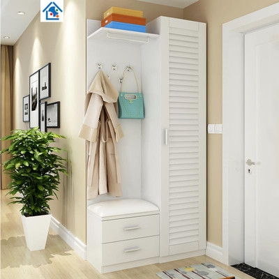 门厅柜鞋柜家用门口衣帽柜简约现代进门玄关柜多功能穿镜带换鞋凳