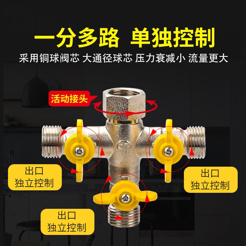 铝塑管专用多功能过滤铜球阀内丝活接地暖分水器冷热水管接头配件