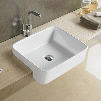 半挂式洗手盆半台上盆半嵌入式洗脸盆台盆陶瓷圆半挂卫生间台中盆