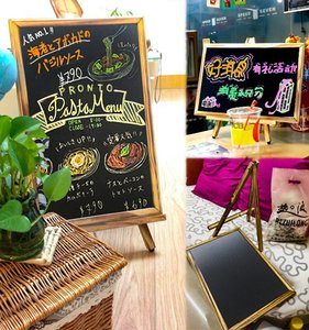 新品复古烤木框支架式小黑板吧台桌面广告留言宣传板可擦写粉笔立