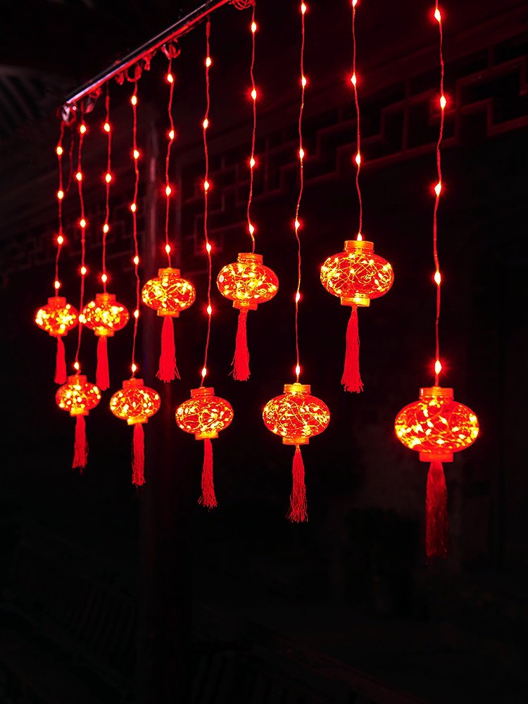 一折led彩灯小红灯笼串