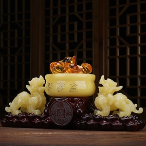 大号玉石貔貅摆件一对聚财皮丘黄玉貔恘旺财聚宝盆风水招财聚财阵