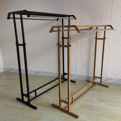 服装杆衣服不锈钢服装式铁挂衣货架架子中岛衣架双杠落地展示艺架