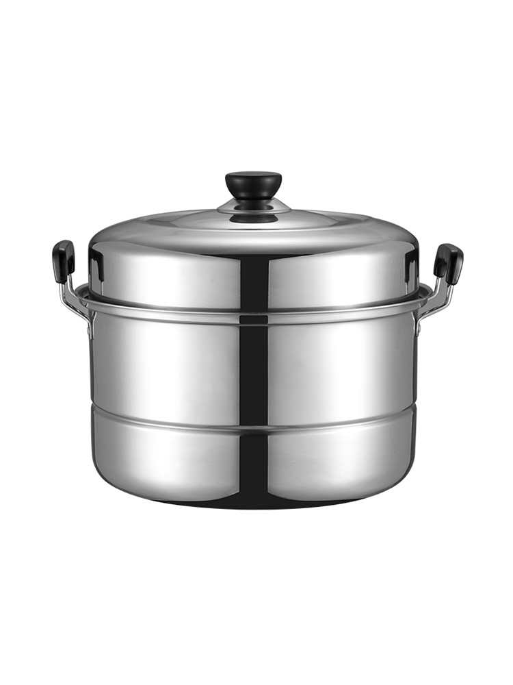 钢金蒸祸不绣纲锅煮饺子锅家用两层小双b层钢筋锅网红汤锅两用加