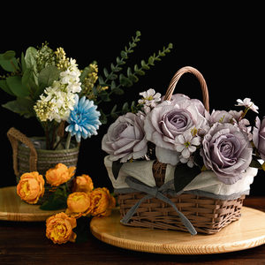 花篮子藤编手工花篮手提礼物篮子编织鲜花花店装饰竹篮插花材料