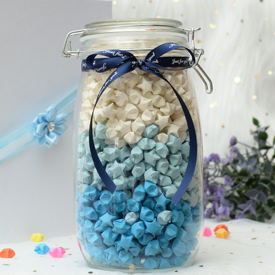 创意幸运星星瓶成品木塞玻璃夜光灯透明许愿瓶罐漂流叠五角星520