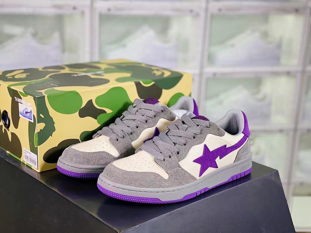 bapesta猿人头sk8经典sb滑板百搭休闲运动dunk板鞋灰鸽子米白灰紫