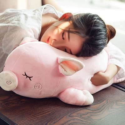 抱枕猪女生毛绒玩具公仔趴趴猪可爱女孩睡觉大号布娃娃萌韩国玩.