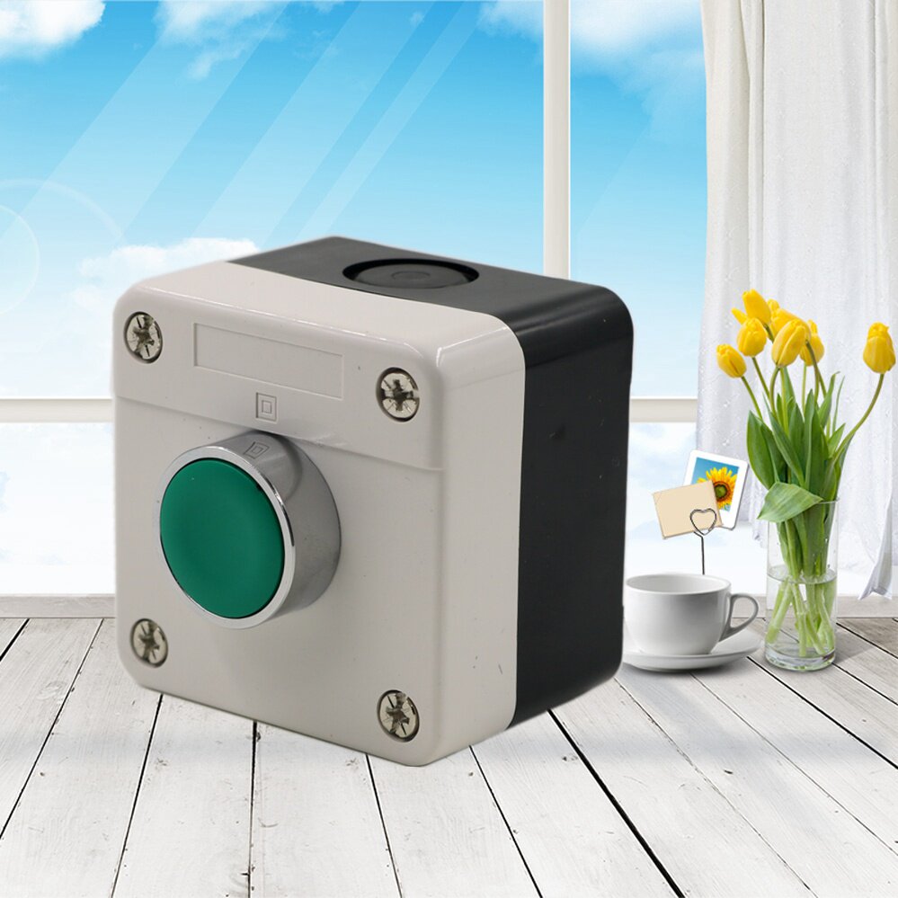 (今日10折)按钮盒带盒按钮xb2开关按钮10bn复位绿色成套单孔明装-开关