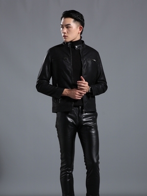 摩托车机车骑行服皮夹克男士皮衣皮裤套装男工作一套修身加绒