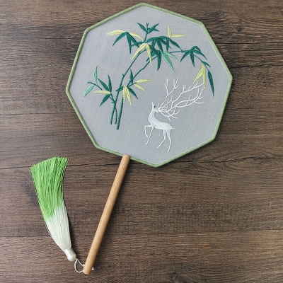 儿童汉服扇子女古风团扇刺绣中国风流苏古装旗袍舞蹈中式古典宫.