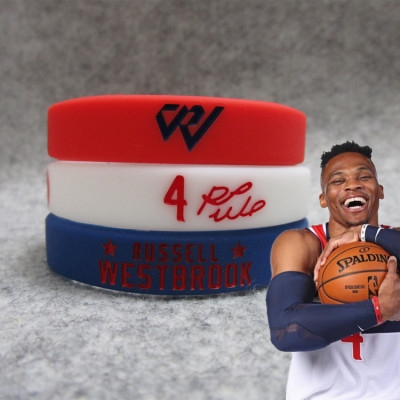 篮球球星奇才队4号威斯布鲁克威少签名夜光手环硅胶运动腕带男.