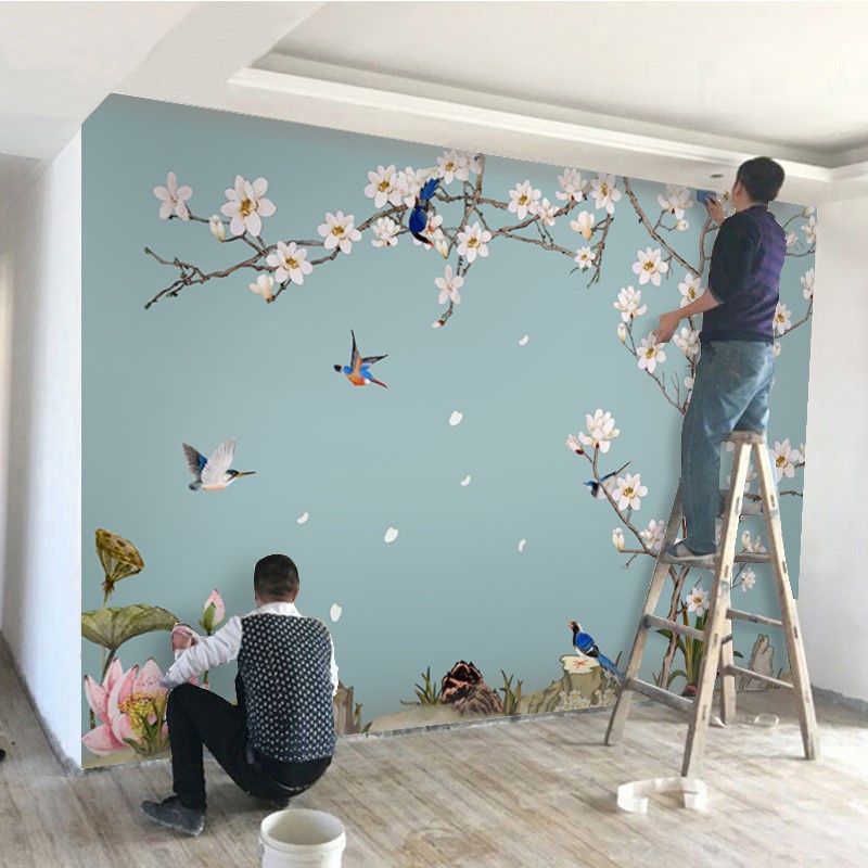新品现代壁画8d墙壁立体装饰造型新中式简约壁纸墙纸客厅装饰5d电