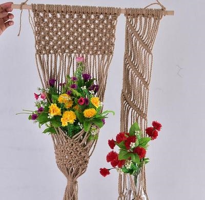 做花材料花盆的网兜瓶子花瓶毛线diy彩色手工.网兜绳吊编织悬挂