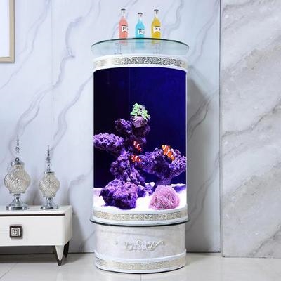 鱼缸圆形圆e柱盆j景立体客厅家用小型半圆水族箱造景免换水自动过