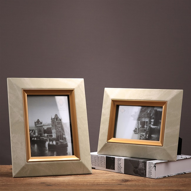 欧式轻奢布艺金属相框6寸7寸摆台相架家居客厅样板房高档装饰摆.