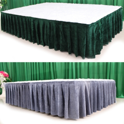 婚庆新款金丝绒桌围桌裙婚礼舞台围裙t台裙装饰会u议展厅布置台裙
