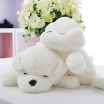 布娃娃白色小狗狗毛绒玩具趴趴狗公仔玩偶仿真贵宾狗车饰生日礼物