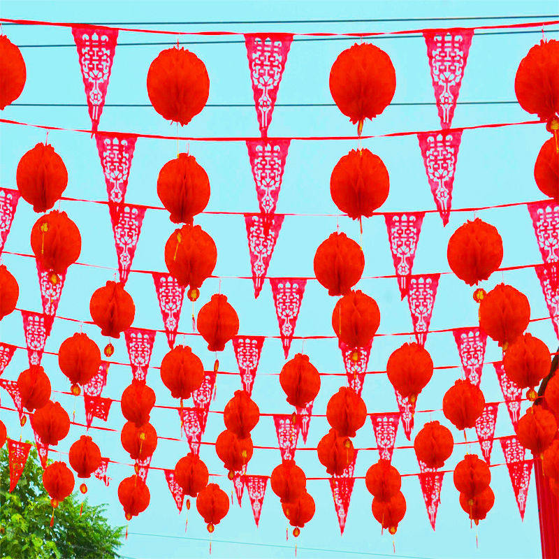 过年用品布三角场景装饰大全室外结婚串婚礼春节户外旗彩旗院子