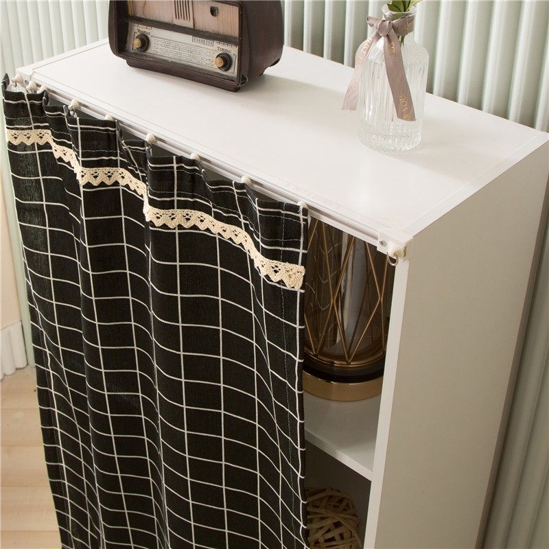 柜子遮挡帘魔术贴柜门帘子布帘轨道式自粘式柜帘可移动鞋架防尘