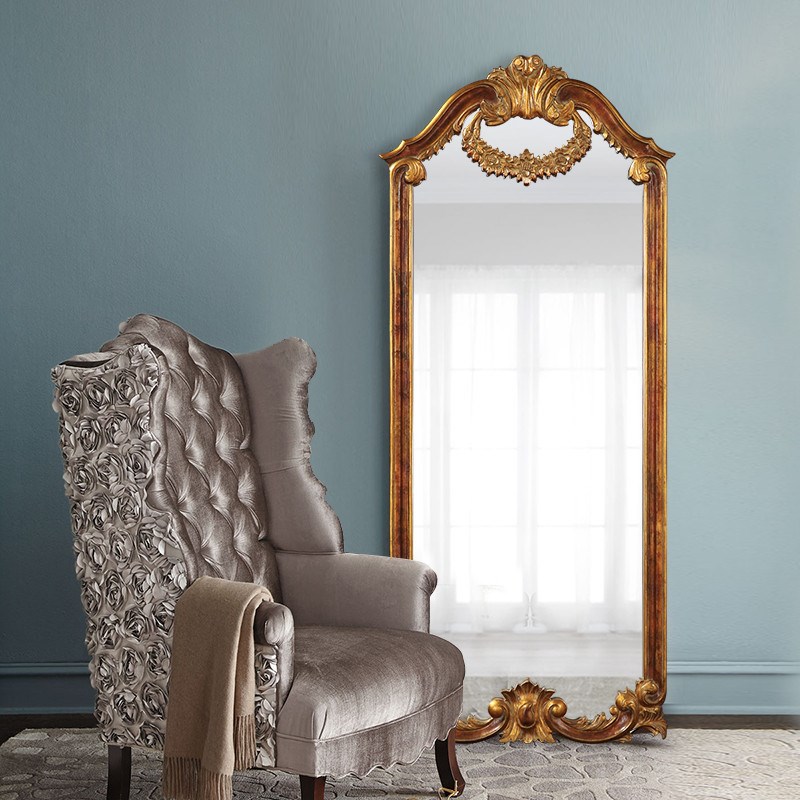 法式复古穿衣镜挂镜服装店美容r试衣镜全身镜子地中海奢华落地镜