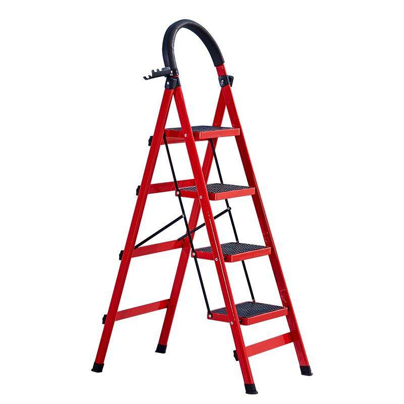 加厚梯梯子楼梯步加粗扶室内家用五人字踏板折叠步四钢管梯移动