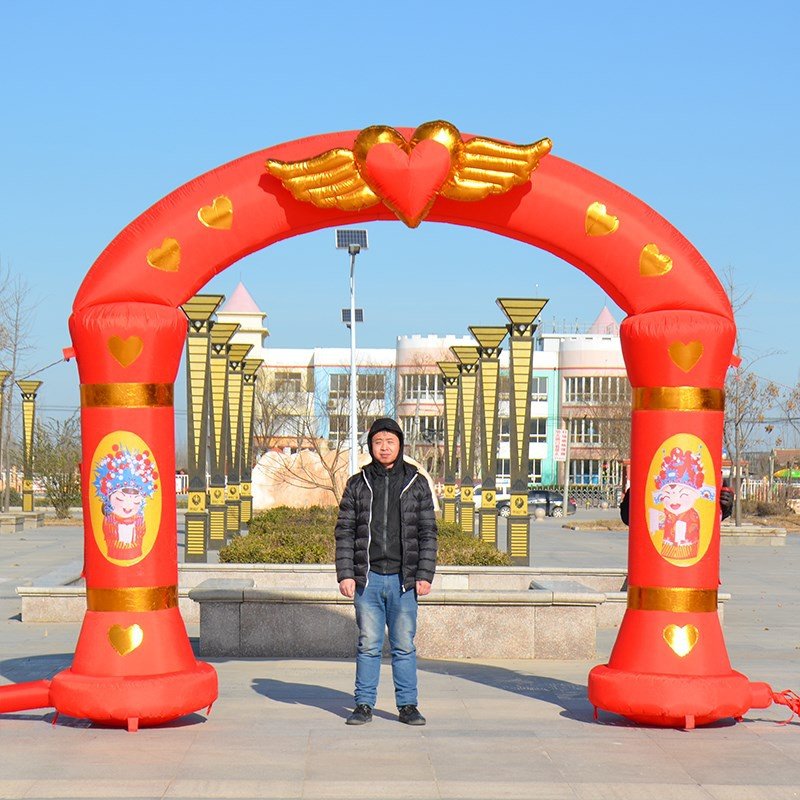 充气4米气拱门模结婚门婚礼门连多新款彩虹连婚庆拱门五小门花气