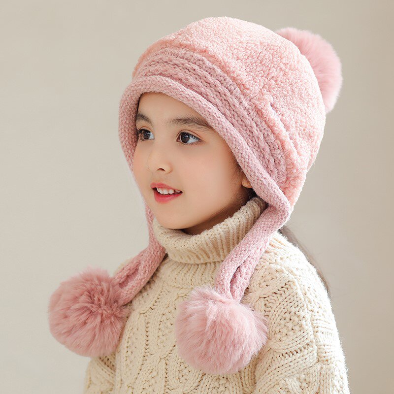 女孩帽子韩版甜美可爱儿童冬款洋w气时尚女童时髦小朋友潮流保暖
