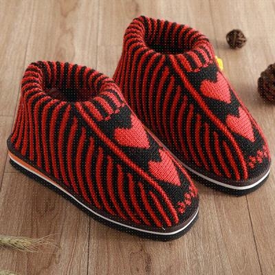 针织棉鞋女手工编织毛线图片