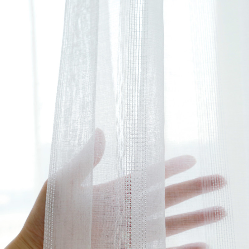 白色帘窗ins白纱阳台北欧纱帘风简约窗帘窗纱纱飘2021年卧室新款