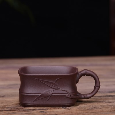 宜兴紫砂茶杯方壶四方杯主人杯单杯品茗杯小口杯竹叶功夫茶具家用