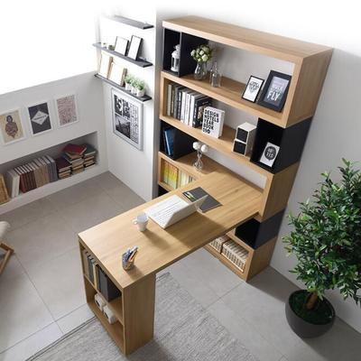 书柜桌子一体多功能图片