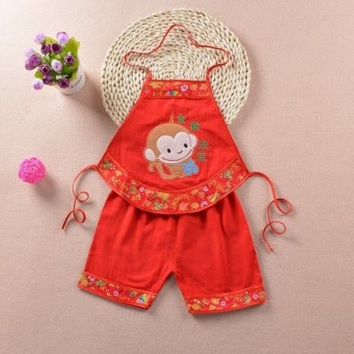 男女宝宝喜庆红肚兜百岁周岁拍照服