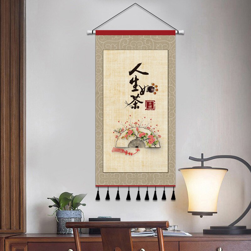 茶楼布艺挂画茶室p包厢装饰挂布茶文化禅意商用加厚布画吊画挂毯