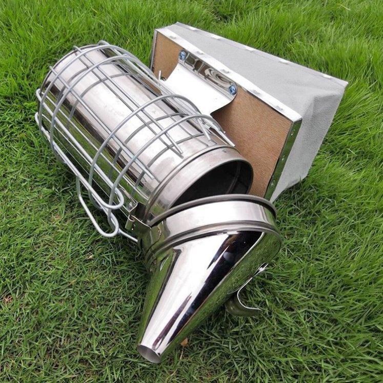 养蜂工具不锈钢喷烟器专用蜜蜂熏烟器吹烟大号真皮蜂桶用具养蜂手