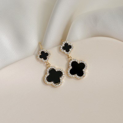 幸运四叶草耳坠女气质长款时尚耳环2020年新款潮高级大气精致耳钉