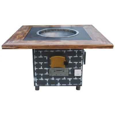 柴火灶家用室内老式农家移动旋转烧炭桌椅碳烤大锅灶多人餐厅燃.