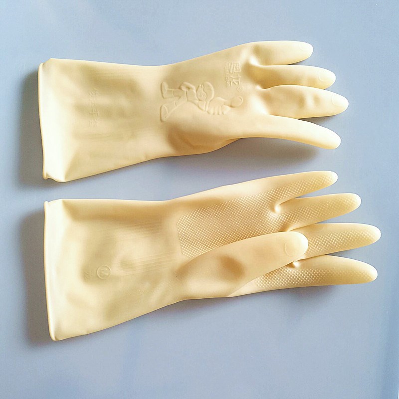 粤龙加厚牛筋乳胶塑胶手套图片