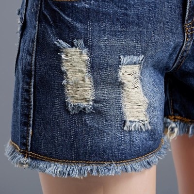 裤子百破洞风大裤衩穿高腰休闲外腿搭阔短裤夏天学院女士牛仔裤