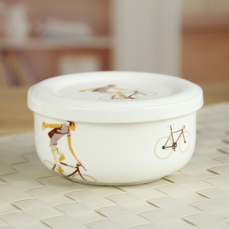 蒸蛋碗瓷碗带盖有盖的碗中号保鲜碗饭碗陶瓷碗微波炉宝宝儿童辅.