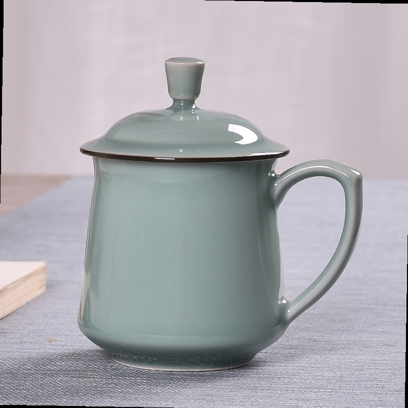 茶杯陶瓷青瓷家用大号带盖图片